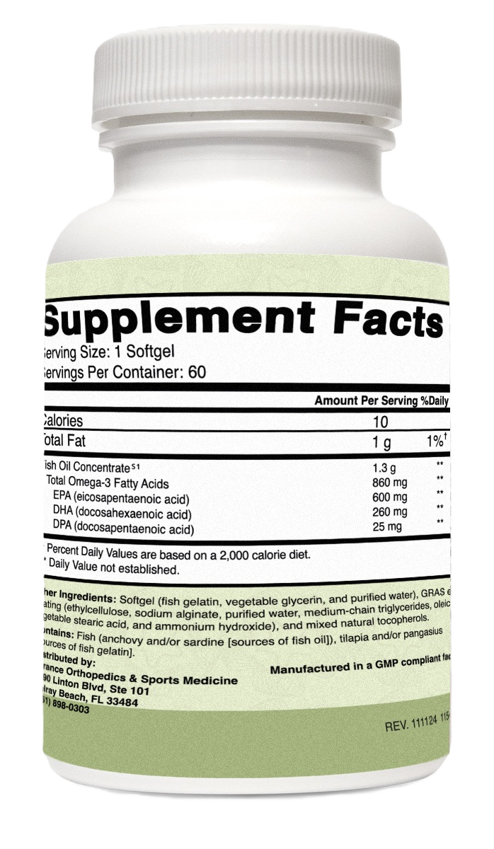 OmegaPure supplement facts label