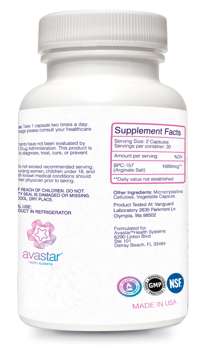 BPC-157 capsules supplement facts label