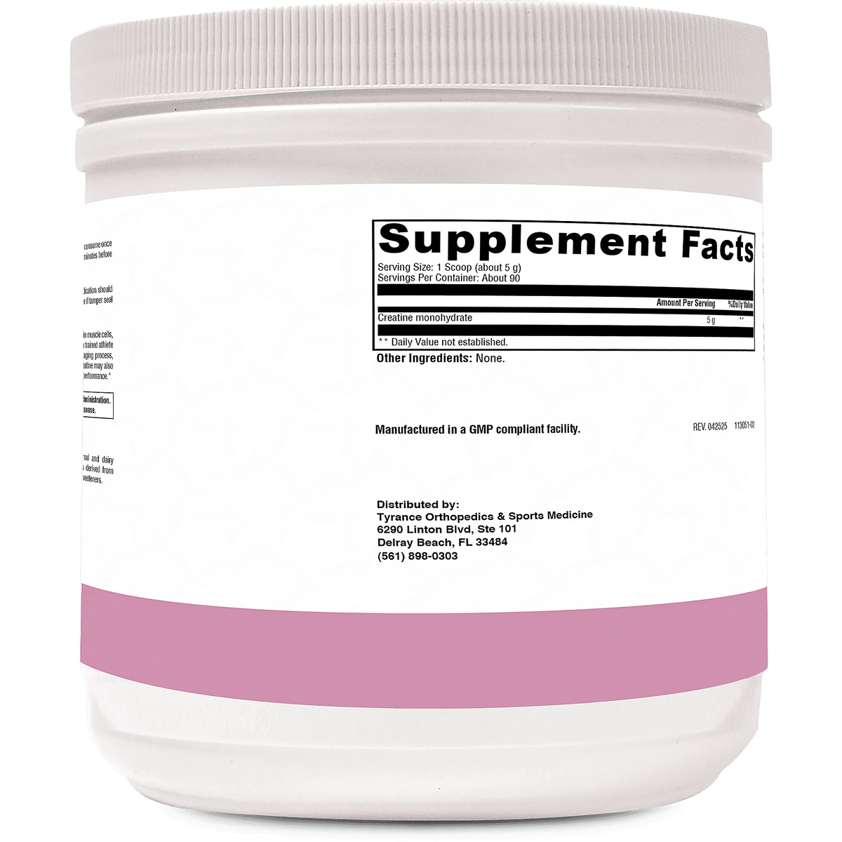 Creatine Monohydrate supplement facts label