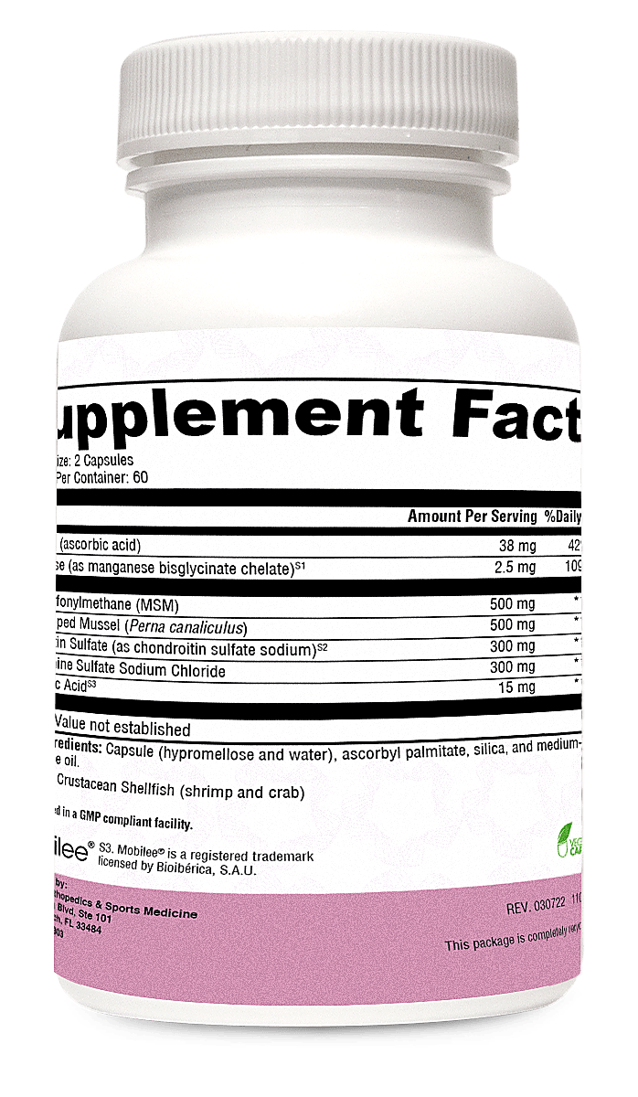 JointCare DJD supplement facts label