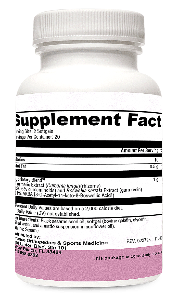 JointCare Ease 40 softgels supplement facts label