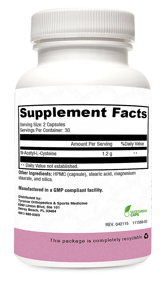 NAC GlutaAdvance supplement facts label