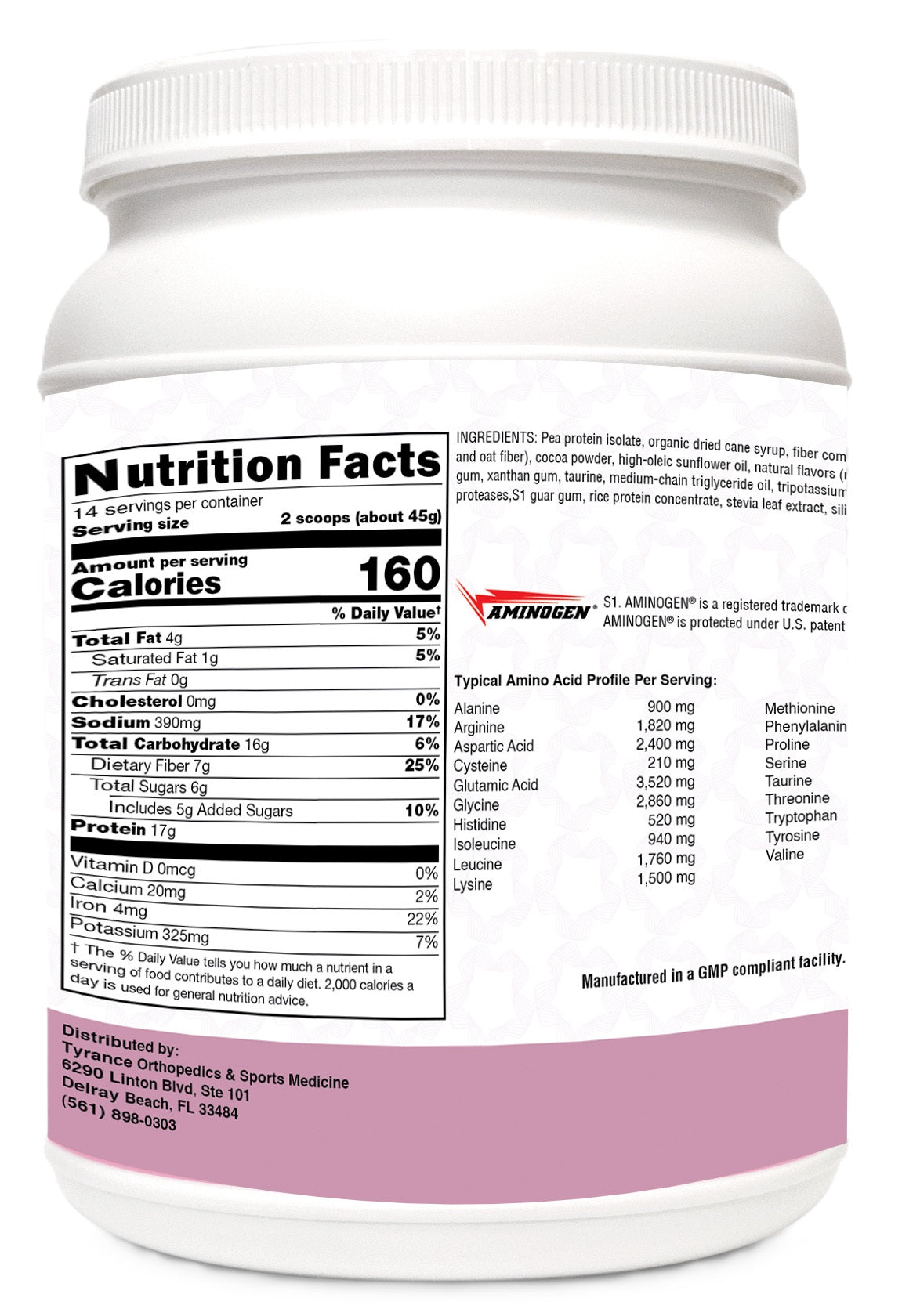 Restore+ Plant-Based chocolate supplement facts label
